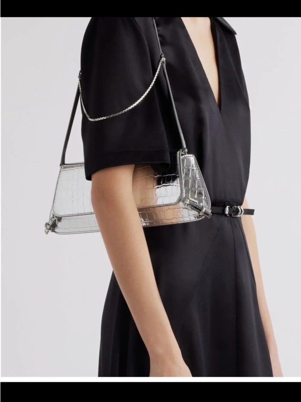 Givenchy Silver Croc-Effect Shoulder Clutch - Picture 5 of 5